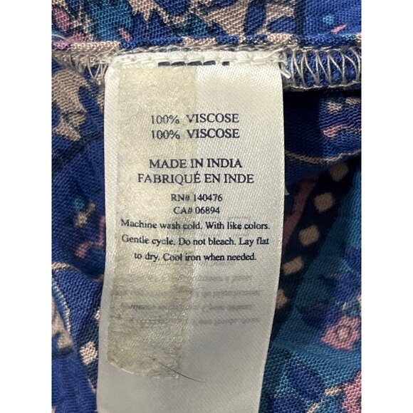 Faherty Orinda Maxi Dress Blue Floral Button Front Prairie Womens Size M - Picture 8 of 8